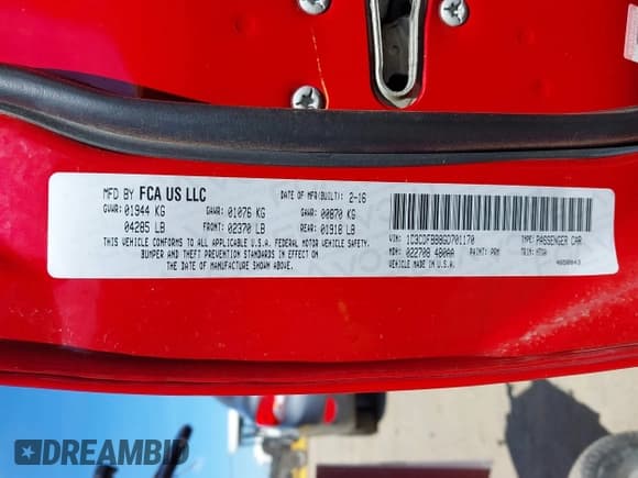 ✅ 2016 Dodge Dart SXT • VIN: 1C3CDFBB8GD701170 • Лот: 41885491. Опубликован ранее на IAAI с пробегом 108 658 миль. Бесплатный доступ к архиву аукционных продаж из США и подробный отчёт об истории автомобиля на DreamBid. Изображение 9.