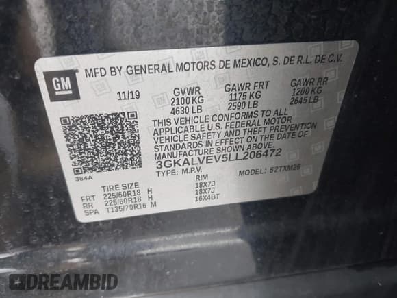 ✅ 2020 GMC Terrain SLT • VIN: 3GKALVEV5LL206472 • Lot: 41950300. Listed on IAAI with 75,184 mi. Free auction sales archive from the USA and detailed vehicle history report at DreamBid. Image 9.