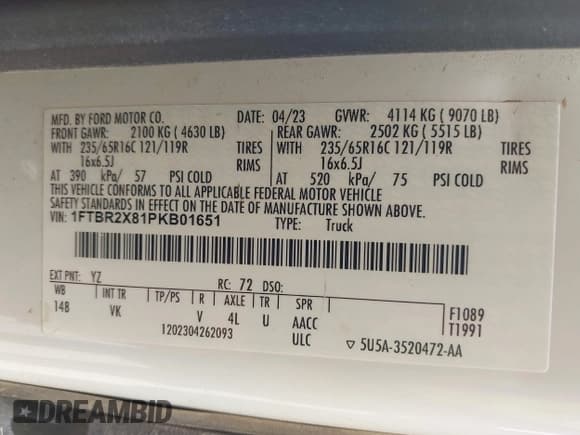 ✅ 2023 Ford Transit Cargo • VIN: 1FTBR2X81PKB01651 • Лот: 42261736. Опубликован ранее на IAAI с пробегом 66 700 миль. Бесплатный доступ к архиву аукционных продаж из США и подробный отчёт об истории автомобиля на DreamBid. Изображение 9.