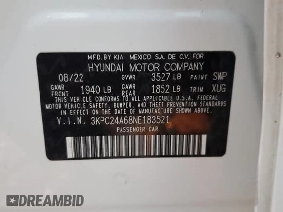 ✅ 2022 Hyundai Accent SE • VIN: 3KPC24A68NE183521 • Лот: 86307934. Опубликован ранее на Copart с пробегом 56 510 миль. Бесплатный доступ к архиву аукционных продаж из США и подробный отчёт об истории автомобиля на DreamBid. Изображение 12.