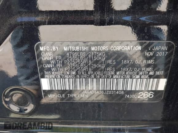 2018 Mitsubishi Outlander SE with VIN JA4AD3A36JZ031408, listed as a IAAI auction lot 42970834 with 106,485 mi miles and . Bid and sale history available at DreamBid. Image 9.