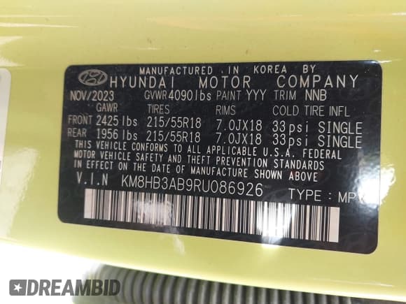 ✅ 2024 Hyundai Kona SEL • VIN: KM8HB3AB9RU086926 • Лот: 43633763. Опубликован ранее на IAAI с пробегом 12 826 миль. Бесплатный доступ к архиву аукционных продаж из США и подробный отчёт об истории автомобиля на DreamBid. Изображение 9.