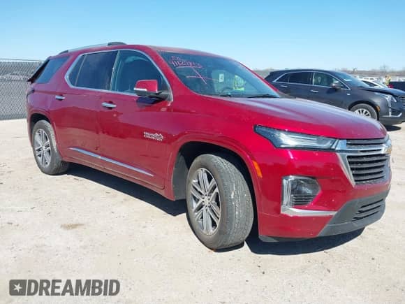 2022 Chevrolet Traverse High Country z VIN 1GNERNKW5NJ151841, wystawiony jako IAAI lot #41829843 z przebiegiem 24 758 mil mil oraz . Historia ofert i sprzedaży dostępna na DreamBid. Obrazek 1.