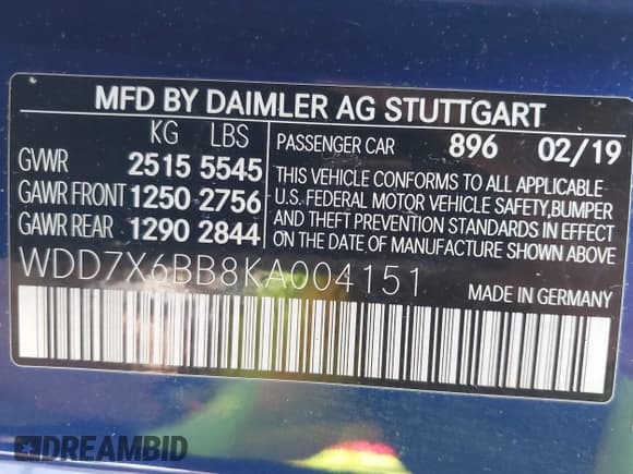 ✅ 2019 Mercedes-Benz AMG GT 53 • VIN: WDD7X6BB8KA004151 • Lot: 43100417. Listed on IAAI with 139,525 mi. Free auction sales archive from the USA and detailed vehicle history report at DreamBid. Image 9.