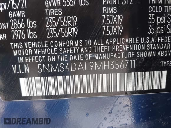 ✅ 2021 Hyundai Santa Fe Limited • VIN: 5NMS4DAL9MH356711 • Лот: 43175028. Опубликован ранее на IAAI с пробегом 54 399 миль. Бесплатный доступ к архиву аукционных продаж из США и подробный отчёт об истории автомобиля на DreamBid. Изображение 9.