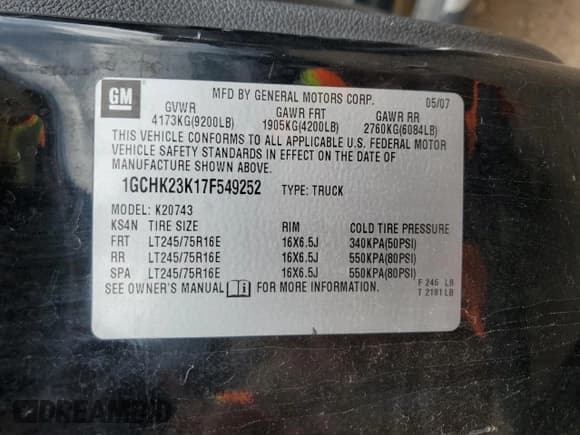 ✅ 2007 Chevrolet Silverado 2500HD 1LT • VIN: 1GCHK23K17F549252 • Лот: 71681275. Опубликован ранее на Copart с пробегом 134 928 миль. Бесплатный доступ к архиву аукционных продаж из США и подробный отчёт об истории автомобиля на DreamBid. Изображение 12.