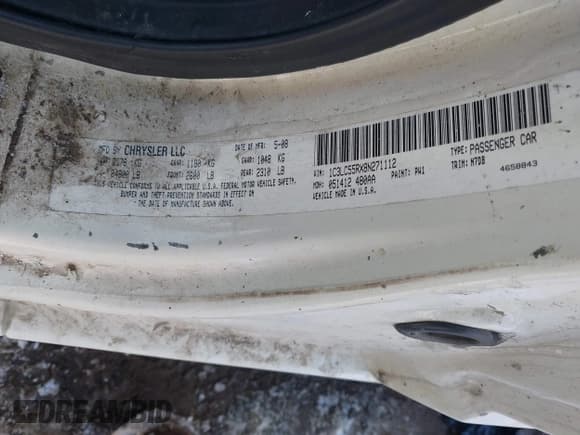 ✅ 2008 Chrysler Sebring Touring • VIN: 1C3LC55RX8N271112 • Lot: 41608620. Listed on IAAI with 164,669 mi. Free auction sales archive from the USA and detailed vehicle history report at DreamBid. Image 9.