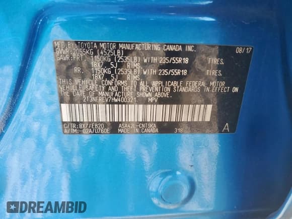 ✅ 2017 Toyota RAV4 SE • VIN: 2T3NFREV7HW400321 • Лот: 80719665. Опубликован ранее на Copart с пробегом 117 374 миль. Бесплатный доступ к архиву аукционных продаж из США и подробный отчёт об истории автомобиля на DreamBid. Изображение 13.