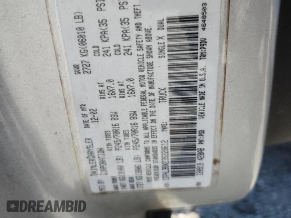 ✅ 2003 Dodge Dakota Sport • VIN: 1D7HL38X23S228612 • Lot: 80368195. Wystawiony na Copart z przebiegiem Nie podano. Bezpłatny archiwum sprzedaży aukcyjnych z USA i szczegółowy raport historii pojazdu na DreamBid. Zdjęcie 12.