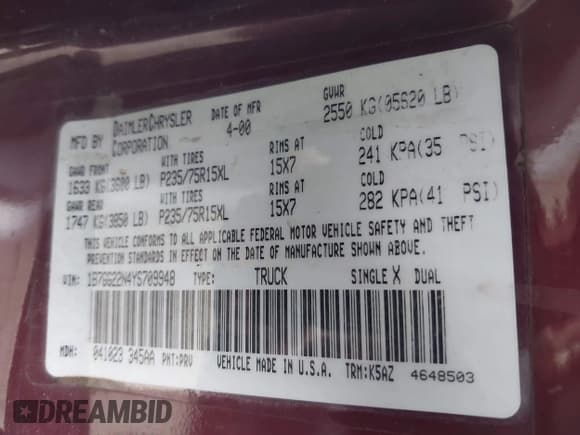 ✅ 2000 Dodge Dakota Sport • VIN: 1B7GG22N4YS709948 • Lot: 41714352. Wystawiony na IAAI z przebiegiem Nie podano. Bezpłatny archiwum sprzedaży aukcyjnych z USA i szczegółowy raport historii pojazdu na DreamBid. Zdjęcie 9.