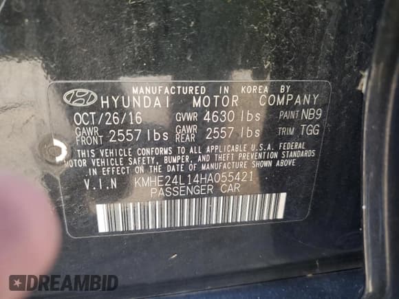 ✅ 2017 Hyundai Sonata SE • VIN: KMHE24L14HA055421 • Лот: 80409205. Опубликован ранее на Copart с пробегом 122 240 миль. Бесплатный доступ к архиву аукционных продаж из США и подробный отчёт об истории автомобиля на DreamBid. Изображение 12.