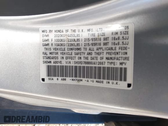 ✅ 2006 Honda CR-V EX • VIN: SHSRD78886U412667 • Lot: 43617790. Wystawiony na IAAI z przebiegiem 147 522 mil. Bezpłatny archiwum sprzedaży aukcyjnych z USA i szczegółowy raport historii pojazdu na DreamBid. Zdjęcie 9.