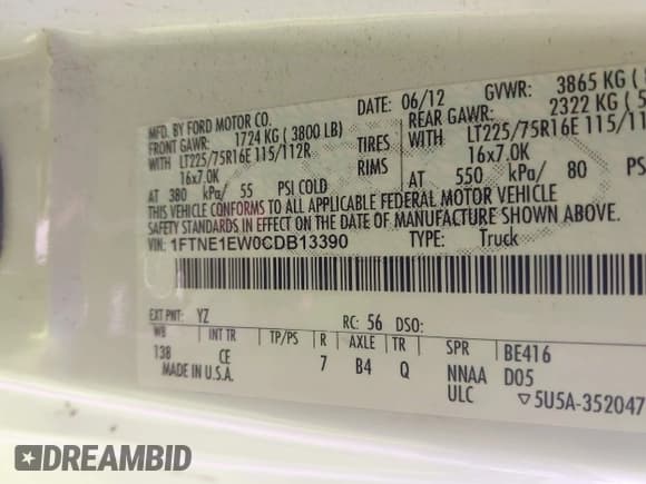 ✅ 2012 Ford Econoline Cargo Commercial • VIN: 1FTNE1EW0CDB13390 • Lot: 42899058. Wystawiony na IAAI z przebiegiem 119 855 mil. Bezpłatny archiwum sprzedaży aukcyjnych z USA i szczegółowy raport historii pojazdu na DreamBid. Zdjęcie 9.