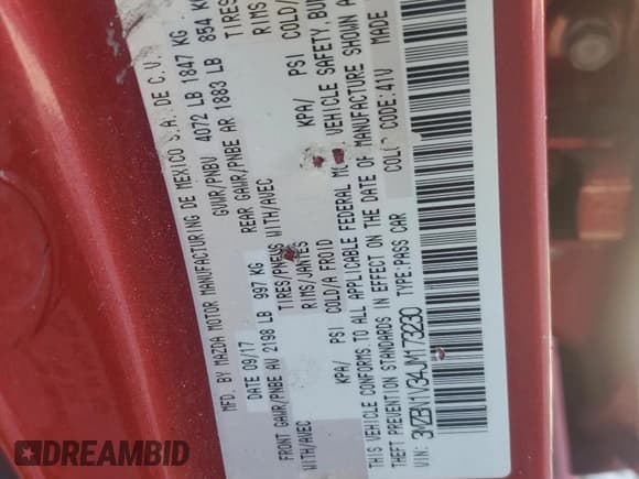 ✅ 2018 Mazda 3 Touring • VIN: 3MZBN1V34JM173230 • Lot: 85895894. Wystawiony na Copart z przebiegiem 62 719 mil. Bezpłatny archiwum sprzedaży aukcyjnych z USA i szczegółowy raport historii pojazdu na DreamBid. Zdjęcie 12.