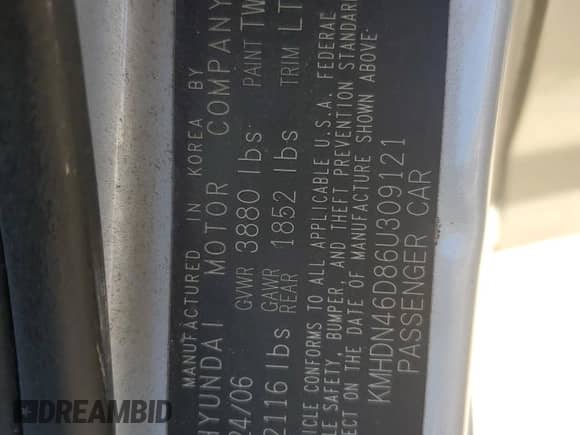 ✅ 2006 Hyundai Elantra GLS • VIN: KMHDN46D86U309121 • Лот: 77853674. Размещён на Copart с пробегом 138 578 миль миль. Получите бесплатный доступ к архиву аукционных продаж из США и посмотрите подробный отчёт об истории автомобиля на DreamBid. Изображение 12.