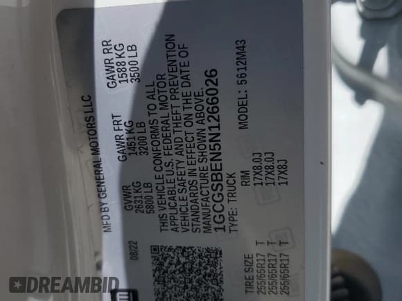 ✅ 2022 Chevrolet Colorado 2WD Work Truck • VIN: 1GCGSBEN5N1266026 • Lot: 52170325. Wystawiony na Copart z przebiegiem 91 425 mil. Bezpłatny archiwum sprzedaży aukcyjnych z USA i szczegółowy raport historii pojazdu na DreamBid. Zdjęcie 14.