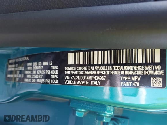 ✅ 2021 Jeep Renegade Limited • VIN: ZACNJDD14MPN34967 • Lot: 43137341. Listed on IAAI with 23,254 mi. Free auction sales archive from the USA and detailed vehicle history report at DreamBid. Image 9.