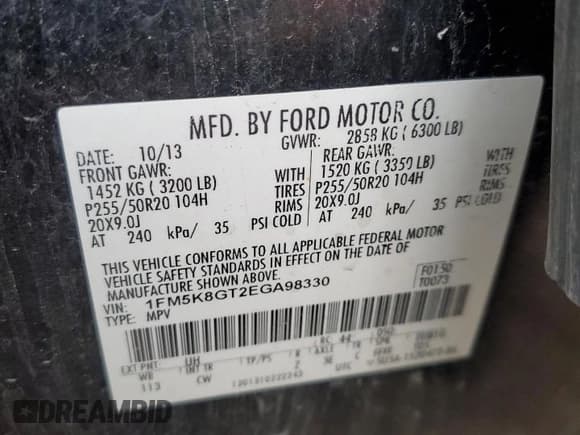 ✅ 2014 Ford Explorer Sport • VIN: 1FM5K8GT2EGA98330 • Лот: 69964745. Опубликован ранее на Copart с пробегом 173 012 миль. Бесплатный доступ к архиву аукционных продаж из США и подробный отчёт об истории автомобиля на DreamBid. Изображение 13.