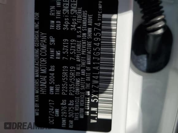 ✅ 2018 Hyundai Santa Fe Ultimate • VIN: 5XYZW4LA1JG549574 • Лот: 67154294. Опубликован ранее на Copart с пробегом Не указан. Бесплатный доступ к архиву аукционных продаж из США и подробный отчёт об истории автомобиля на DreamBid. Изображение 14.