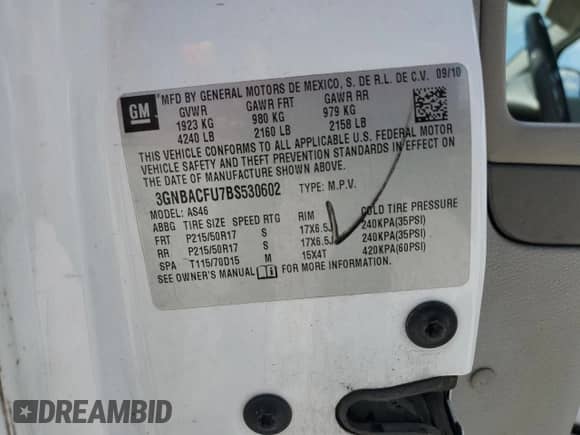 2011 Chevrolet HHR 2LT z VIN 3GNBACFU7BS530602, wystawiony jako Copart lot #71572054 z przebiegiem 170 800 mil mil oraz Szkoda całkowita • Salvage title. Historia ofert i sprzedaży dostępna na DreamBid. Obrazek 12.