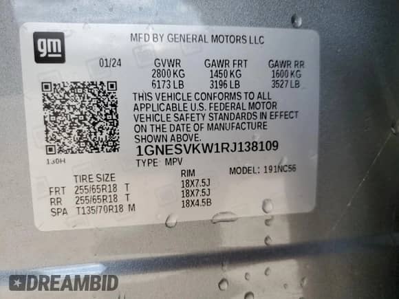 2024 Chevrolet Traverse LT Cloth с VIN 1GNESVKW1RJ138109, выставлен на аукционе Copart как лот 41636055 с пробегом 9 977 миль миль и Списание • Salvage title. История ставок и продаж доступна на DreamBid. Изображение 14.