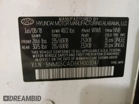 ✅ 2019 Hyundai Santa Fe Ultimate • VIN: 5NMS5CAD6KH003047 • Lot: 82011663. Wystawiony na Copart z przebiegiem 92 967 mil. Bezpłatny archiwum sprzedaży aukcyjnych z USA i szczegółowy raport historii pojazdu na DreamBid. Zdjęcie 13.