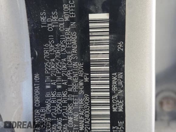 ✅ 2004 Toyota Highlander Limited • VIN: JTEDP21A240039089 • Lot: 91015665. Wystawiony na Copart z przebiegiem Nie podano. Bezpłatny archiwum sprzedaży aukcyjnych z USA i szczegółowy raport historii pojazdu na DreamBid. Zdjęcie 13.