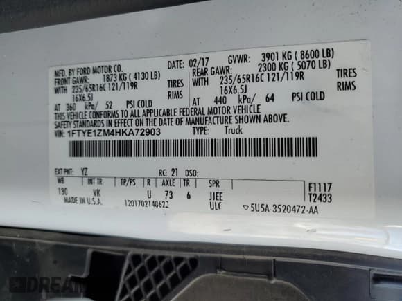 ✅ 2017 Ford Transit • VIN: 1FTYE1ZM4HKA72903 • Лот: 84230375. Опубликован ранее на Copart с пробегом 139 096 миль. Бесплатный доступ к архиву аукционных продаж из США и подробный отчёт об истории автомобиля на DreamBid. Изображение 14.