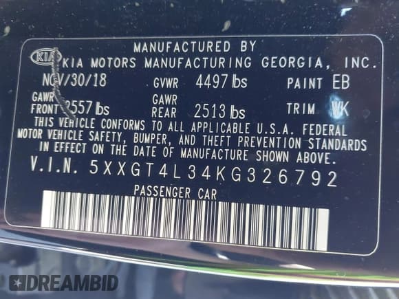 ✅ 2019 Kia Optima LX • VIN: 5XXGT4L34KG326792 • Лот: 43487520. Опубликован ранее на IAAI с пробегом 142 430 миль. Бесплатный доступ к архиву аукционных продаж из США и подробный отчёт об истории автомобиля на DreamBid. Изображение 9.