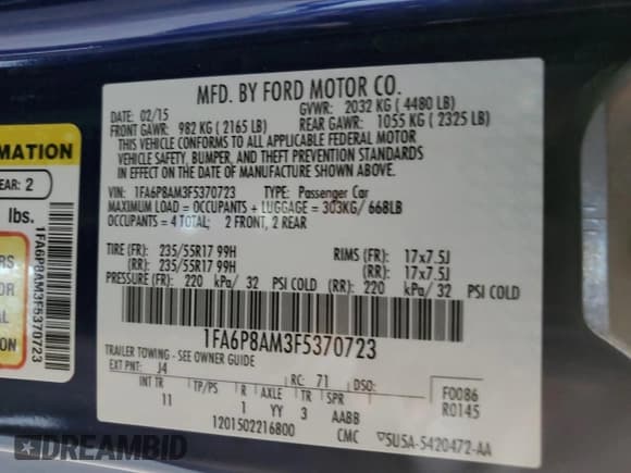 ✅ 2015 Ford Mustang V6 • VIN: 1FA6P8AM3F5370723 • Lot: 82199095. Wystawiony na Copart z przebiegiem 86 071 mil. Bezpłatny archiwum sprzedaży aukcyjnych z USA i szczegółowy raport historii pojazdu na DreamBid. Zdjęcie 12.