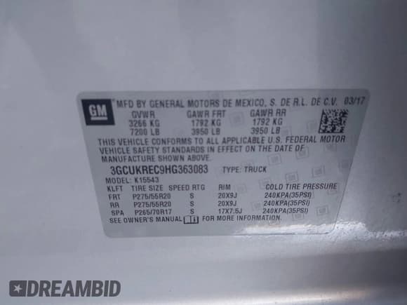 ✅ 2017 Chevrolet Silverado 1500 LT • VIN: 3GCUKREC9HG363083 • Лот: 43464081. Опубликован ранее на IAAI с пробегом 162 089 миль. Бесплатный доступ к архиву аукционных продаж из США и подробный отчёт об истории автомобиля на DreamBid. Изображение 9.