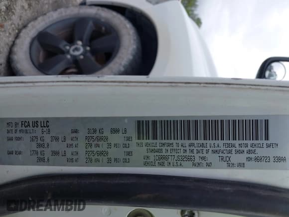 ✅ 2018 Ram 1500 Express • VIN: 1C6RR6FT7JS325663 • Lot: 43268952. Listed on IAAI with 193,740 mi. Free auction sales archive from the USA and detailed vehicle history report at DreamBid. Image 9.