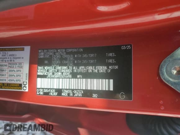 ✅ 2025 Toyota 4Runner SR5 • VIN: JTEVA5BR9S5016498 • Лот: 84923895. Опубликован ранее на Copart с пробегом 10 547 миль. Бесплатный доступ к архиву аукционных продаж из США и подробный отчёт об истории автомобиля на DreamBid. Изображение 14.