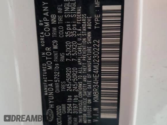 2021 Hyundai Palisade SEL с VIN KM8R34HE4MU230222, выставлен на аукционе Copart как лот 71866044 с пробегом 53 846 миль миль и На запчасти • Non repairable. История ставок и продаж доступна на DreamBid. Изображение 12.