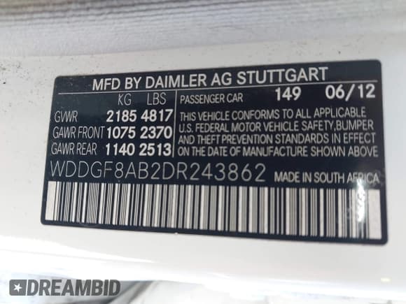 ✅ 2013 Mercedes-Benz C 300 Sport • VIN: WDDGF8AB2DR243862 • Lot: 43385092. Listed on IAAI with 181,909 mi. Free auction sales archive from the USA and detailed vehicle history report at DreamBid. Image 9.