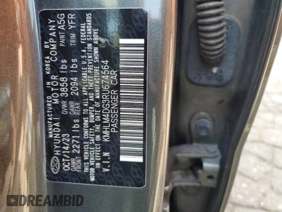 2024 Hyundai Elantra SEL с VIN KMHLM4DG3RU674564, выставлен на аукционе Copart как лот 67455875 с пробегом 45 859 миль миль и Чистый • Clean title. История ставок и продаж доступна на DreamBid. Изображение 13.