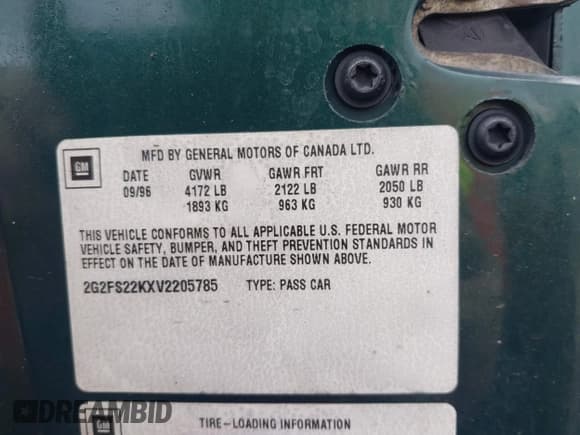 ✅ 1997 Pontiac Firebird Firebird • VIN: 2G2FS22KXV2205785 • Lot: 43343342. Listed on IAAI with 58,624 mi. Free auction sales archive from the USA and detailed vehicle history report at DreamBid. Image 9.