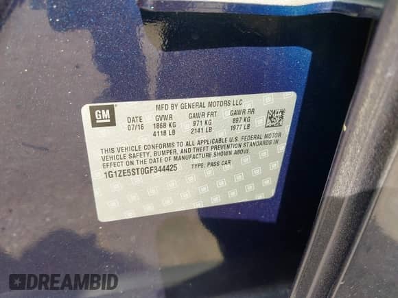 2016 Chevrolet Malibu LT с VIN 1G1ZE5ST0GF344425, выставлен на аукционе IAAI как лот 43503078 с пробегом 88 578 миль миль и . История ставок и продаж доступна на DreamBid. Изображение 9.