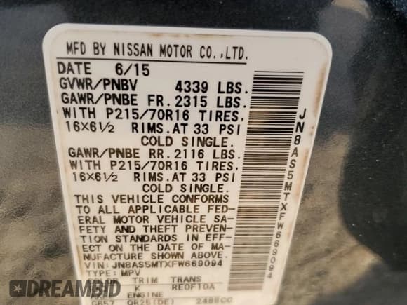 ✅ 2015 Nissan Rogue S • VIN: JN8AS5MTXFW669094 • Lot: 87277805. Listed on Copart with 64,204 mi. Free auction sales archive from the USA and detailed vehicle history report at DreamBid. Image 12.