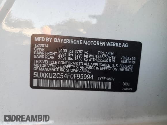 ✅ 2015 BMW X6 xDrive35i • VIN: 5UXKU2C54F0F95994 • Lot: 93351645. Listed on Copart with 164,540 mi. Free auction sales archive from the USA and detailed vehicle history report at DreamBid. Image 13.