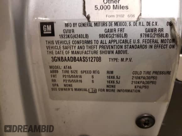 2010 Chevrolet HHR LS z VIN 3GNBAADB4AS512708, wystawiony jako Copart lot #78261804 z przebiegiem 95 312 mil mil oraz Nie do naprawy • Non repairable. Historia ofert i sprzedaży dostępna na DreamBid. Obrazek 12.