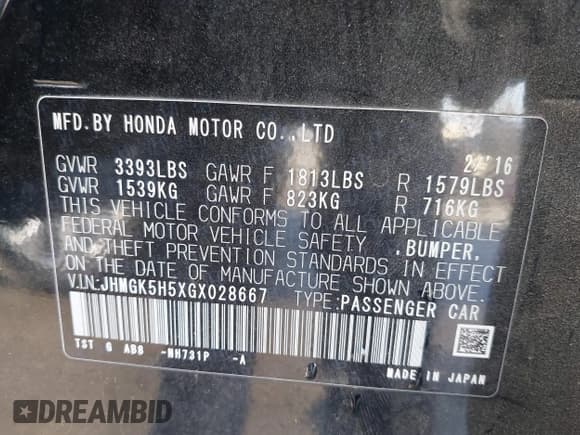 ✅ 2016 Honda Fit LX • VIN: JHMGK5H5XGX028667 • Лот: 43577874. Опубликован ранее на IAAI с пробегом 119 840 миль. Бесплатный доступ к архиву аукционных продаж из США и подробный отчёт об истории автомобиля на DreamBid. Изображение 9.