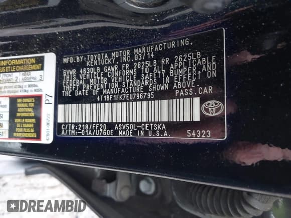 ✅ 2014 Toyota Camry SE • VIN: 4T1BF1FK7EU796795 • Lot: 43545785. Wystawiony na IAAI z przebiegiem 241 455 mil. Bezpłatny archiwum sprzedaży aukcyjnych z USA i szczegółowy raport historii pojazdu na DreamBid. Zdjęcie 9.