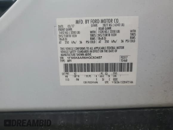 ✅ 2017 Ford Police Interceptor Utility • VIN: 1FM5K8AR6HGC63457 • Лот: 55322445. Опубликован ранее на Copart с пробегом 136 618 миль. Бесплатный доступ к архиву аукционных продаж из США и подробный отчёт об истории автомобиля на DreamBid. Изображение 14.