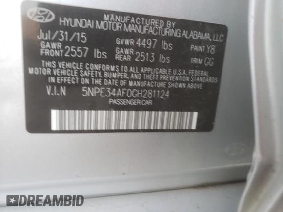 ✅ 2016 Hyundai Sonata Sport • VIN: 5NPE34AF0GH281124 • Лот: 68501522. Опубликован ранее на Copart с пробегом 190 912 миль. Бесплатный доступ к архиву аукционных продаж из США и подробный отчёт об истории автомобиля на DreamBid. Изображение 14.