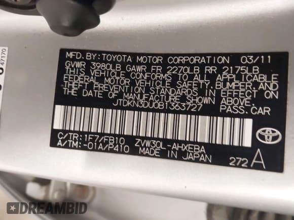 ✅ 2011 Toyota Prius II • VIN: JTDKN3DU0B1363727 • Lot: 43492307. Wystawiony na IAAI z przebiegiem 267 701 mil. Bezpłatny archiwum sprzedaży aukcyjnych z USA i szczegółowy raport historii pojazdu na DreamBid. Zdjęcie 9.