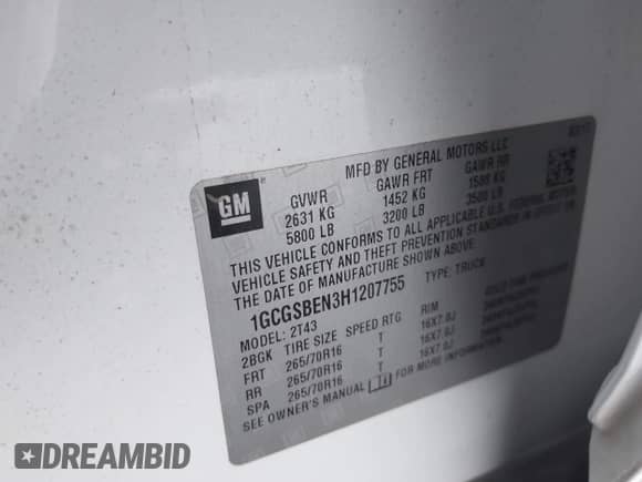 2017 Chevrolet Colorado 2WD WT с VIN 1GCGSBEN3H1207755, выставлен на аукционе IAAI как лот 43405173 с пробегом 213 017 миль миль и . История ставок и продаж доступна на DreamBid. Изображение 9.