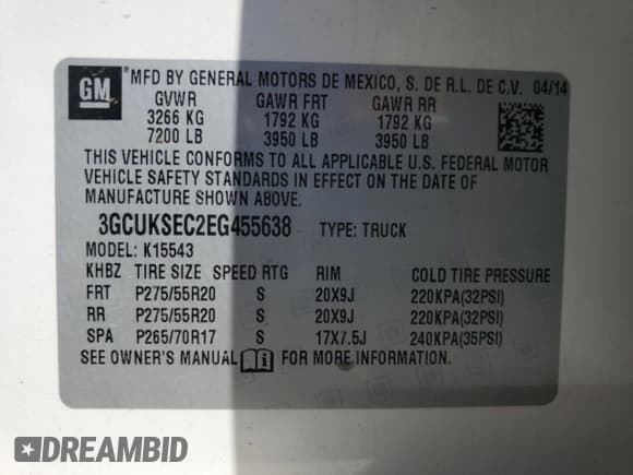 ✅ 2014 Chevrolet Silverado 1500 LTZ • VIN: 3GCUKSEC2EG455638 • Lot: 86293175. Listed on Copart with 91,800 mi. Free auction sales archive from the USA and detailed vehicle history report at DreamBid. Image 13.