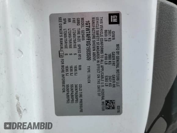 ✅ 2016 GMC Savana Cargo • VIN: 1GTW7AFFXG1903509 • Lot: 43858515. Listed on Copart with 283,132 mi. Free auction sales archive from the USA and detailed vehicle history report at DreamBid. Image 13.