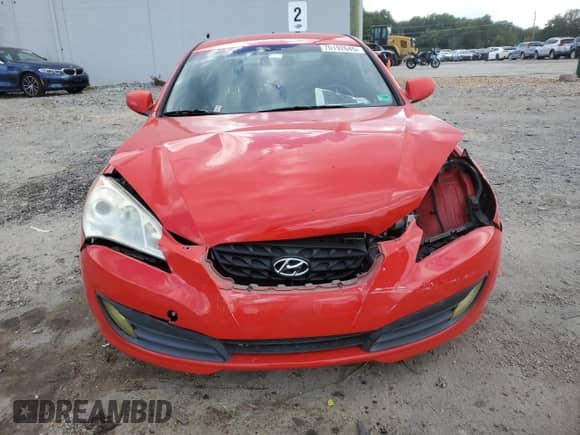 2010 Hyundai Genesis Coupe Track with VIN KMHHU6KH9AU023246, listed as a Copart auction lot 70192645 with 112,380 mi miles and Salvage title. Bid and sale history available at DreamBid. Image 5.